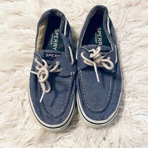 Sperry Top Sider Chambray Lace Up Boat Shoes Size 8